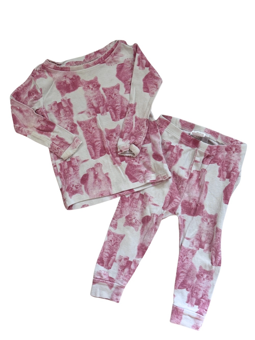 BabyGap 12-18M Pink Kitten Cat Pajama Set 2-Piece Girls PJs